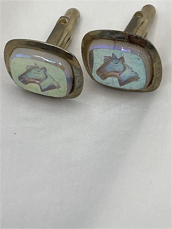Horse dome  shaped  cuff links intaglio  design