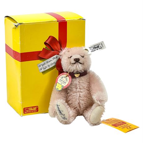 Steiff Vintage 1991 Miniature Dicky Rose Bear, Signed