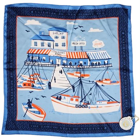 New w/ Tag SPARTINA 444 "Daise Marina" Small Silk Scarf