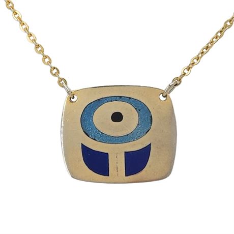 Vtg DE PASSILLÉ-SYLVESTRE Modernist Enamel Flower Pendant Necklace