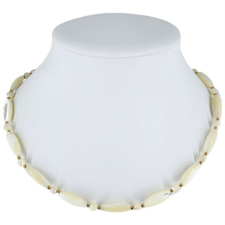 Vintage Mother of Pearl Dot Dash Beaded Necklace