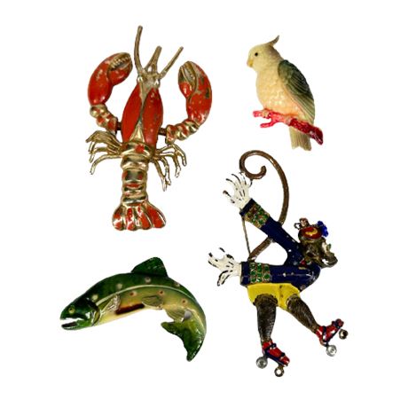 Vintage Costume Jewelry Animal Pins