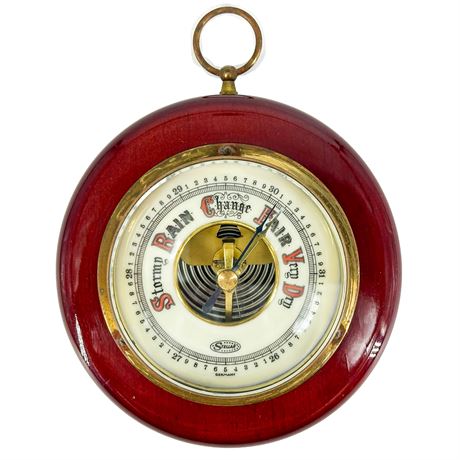 Vintage Stellar Germany Wood & Brass Barometer