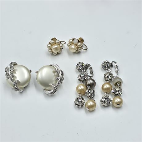 Lot of Vtg. Clip-on Rhinestone Earrings