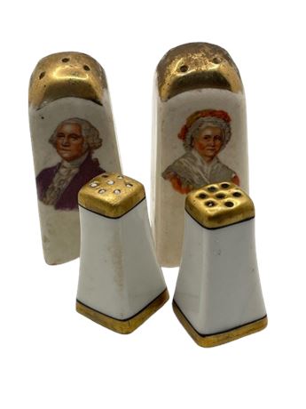 Victorian in small gold tone with ceramic salt and pepper lot