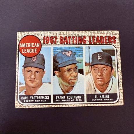 1968 Topps Kaline Robinson Yaz AL LDRS Card