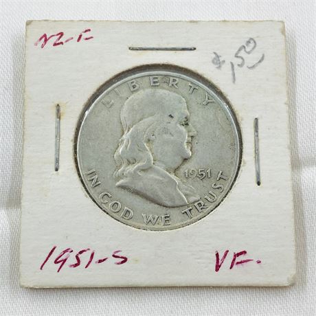 1951-S Franklin Half Dollar