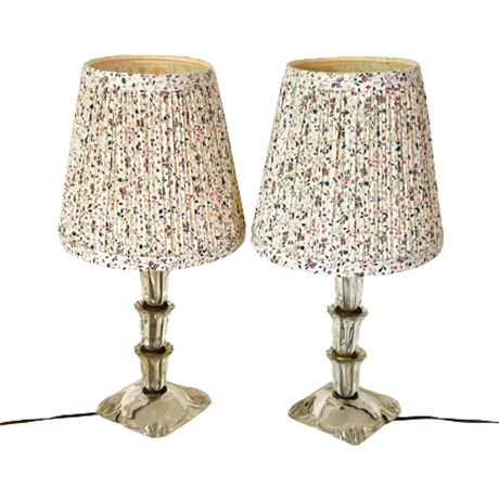 Pair of Vintage Glass Bedside Lamps