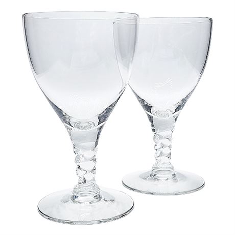 Pair Seneca Pirouette Clear Crystal Water Goblets