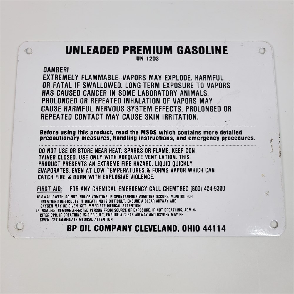 Great Lakes VNTG - Unleaded Premium Gasoline UN-1203 Sign