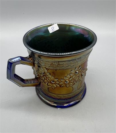 Fenton Blue Carnival Orange Tree Tumbler