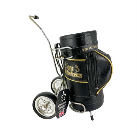 Old St. Andrews Scotch Whiskey Leather Golf Bag Bottle Caddy