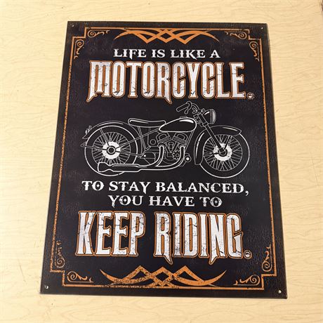 Motorcycle 12.5x16” Retro Metal Sign