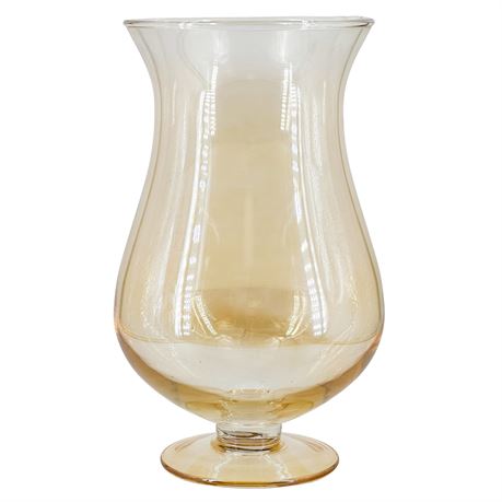 Vintage Large Decorative Iridescent Gold Hurricane Glass Vase