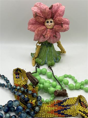 Collectibles sunflower, fairy  and Jewelry lot