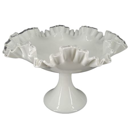 Fenton Silver Crest White Footed Compote Bowl