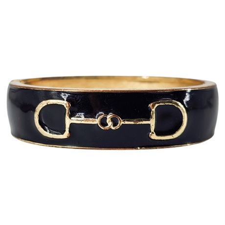 Vintage Fornash Equestrian Bit Enameled Clamper Bangle Bracelet