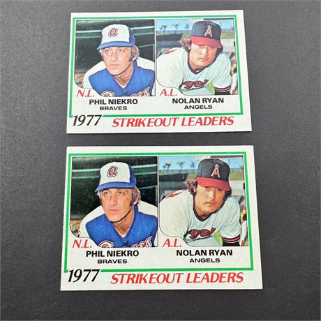 1978 Topps Nolan Ryan + Phil Niekro SO Ldrs