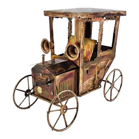 Vintage Copper/Brass Model T Car Wind-Up Music Box