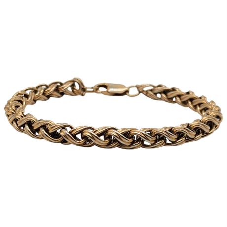Vintage Gold Tone Spiga Wheat Chain Bracelet