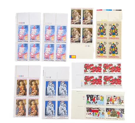 Lot of Plate Block Stamps--Christmas