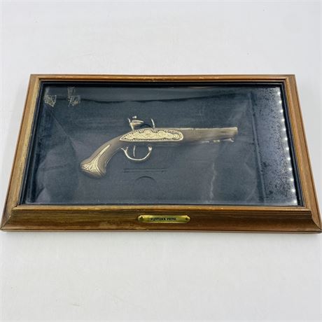 Vintage Replica Flintlock Pistol in Shadowbox