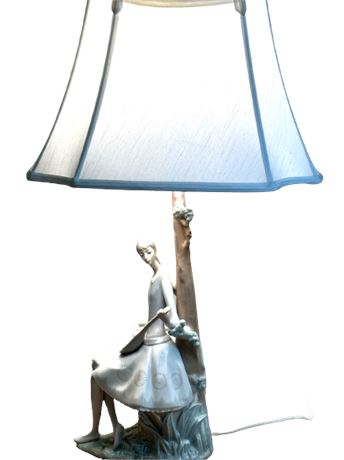 Lladro 'Woman Playing Mandolin' Lamp (Companion Lamp Available)