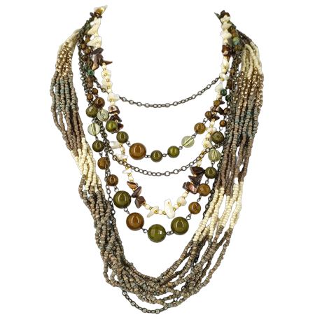 Boho Necklaces, Lot of 3 - Shells and Beads