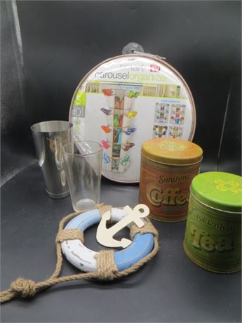 New Organizer, Drink Shaker, Nautical & 2 Tins