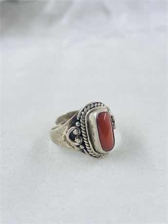 Sterling Coral Ring Size 5
