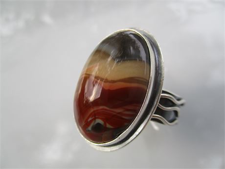 925 Sterling Silver AGATE CABOCHON Ring