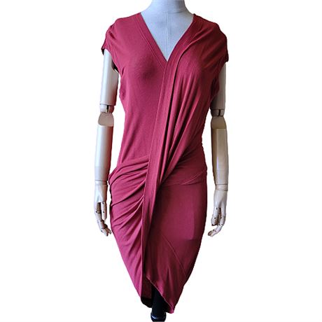 Donna Karan Casual Luxe (White Label) Rust Red Modal/Wool Twist Dress