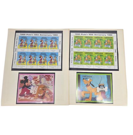 1980 Disney "Pluto's 50th Anniversary" Stamps