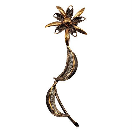 Mid-Century Copper Flower Brooch