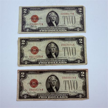 3x 1928 $2 Bills