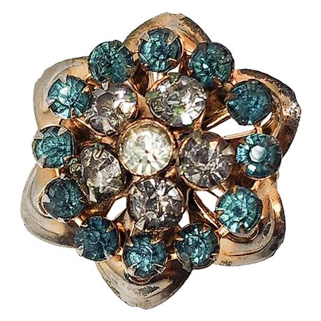 Vintage Small Rhinestone Flower Brooch
