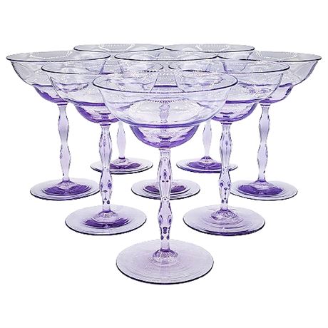 Mouth Blown Venetian Crystal Lavender Cocktail Glasses