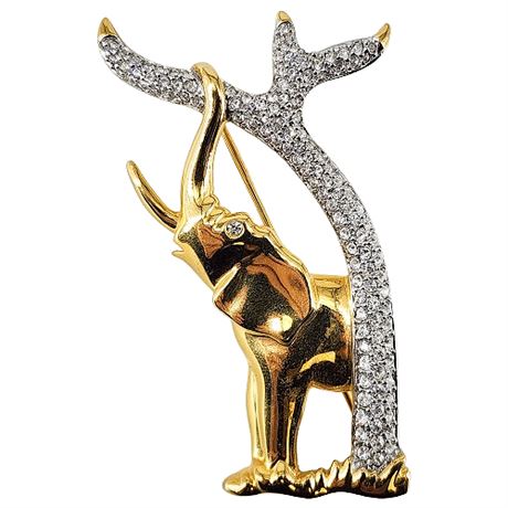 Signed Vintage SWAROVSKI Crystal Elephant Brooch