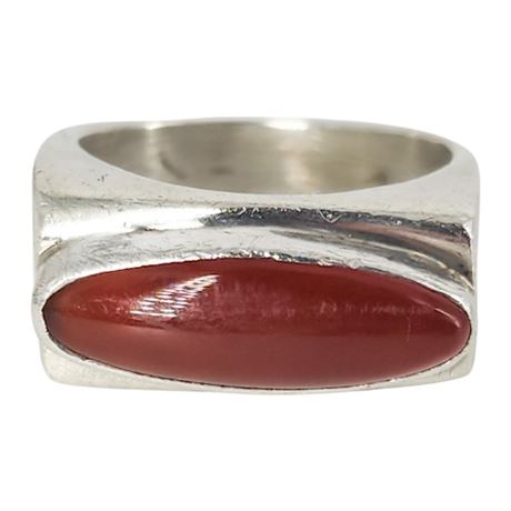 Vintage Sterling Silver Carnelian Ring, Sz 6