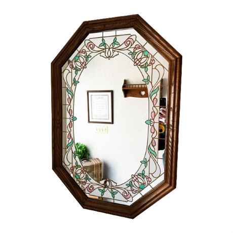 Decorative Wooden Wall Mirror and Shelf