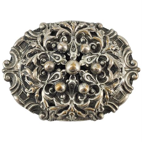 Vintage Victorian Silverplate Filigree Brooch
