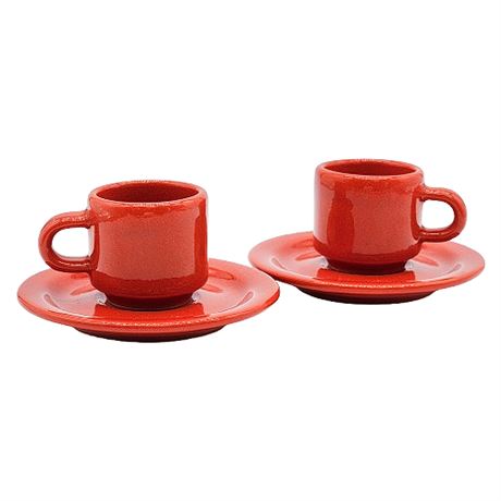Vintage Waechtersbach "Fun Factory Freestyle Red" Espresso Cups & Saucers