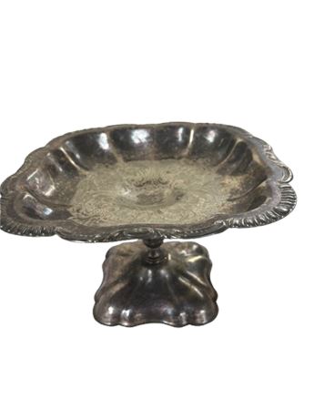 Silver plate, pedestal serving tray