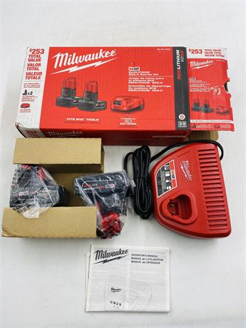New Milwaukee M12 Red Lithium Battery Starter Kit