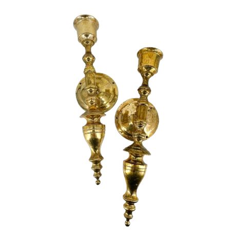 Pair of Indian Solid Brass Wall Sconces