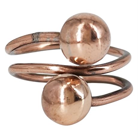 Vintage Copper Balls Wrap Ring, Sz 7