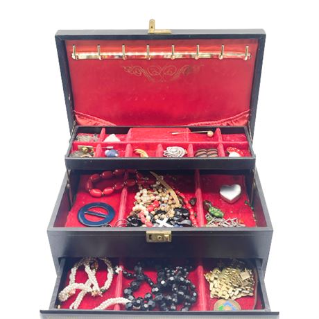 Asian Style Jewelry Box with Contents