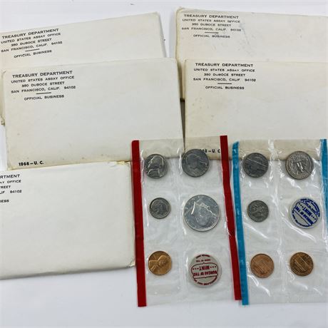 5 - 1968 P + D Mint Sets