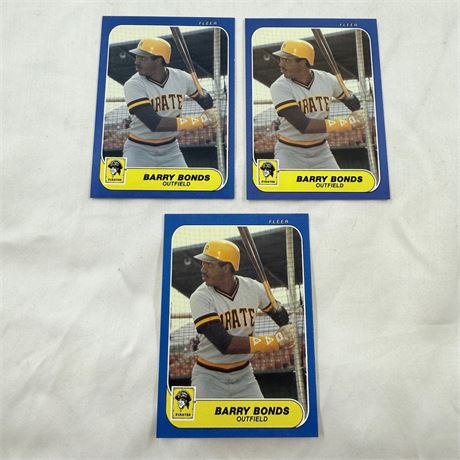 3x 1986 Fleer Barry Bonds #U-14