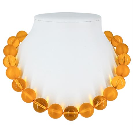 Vintage Matte & Gloss Chunky Orange Plastic Bead Necklace
